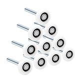 INCREWAY Door Roller, 10pcs 2inch 11-Ball Nylon Garage Window Pulley Wheels with 4inch Stem, Surface Polish Galvanize, for Industrial Warehouse Electric Shutter Door