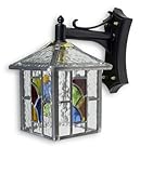 LEADED Lantern Outdoor Wall Light Multi-Colour Stained Glass Hand Made