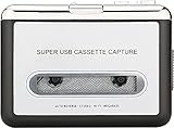 Reshow Cassette Player Portable with Headphones Tape Player Audio, Tape to Digital Converter, Convert Cassette Recorder to iPod Format, Compatible with Laptops and PCs (Silver)