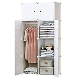 BRIAN & DANY 8-Cube Clothes Closet, Plastic Wardrobe with Doors & 1 Hanger, Modular Storage Organizer, Deeper Cubes for Larger Space