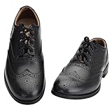 100% Leather Made in Scotland Economy Ghillie Brogue - Men and Women Black Kilt Shoes, Size 10.5, Rubber Sole, Scottish Gift
