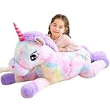 IKASA Giant Unicorn Stuffed Animal Plush Toy,110cm,Large Unicorn Cute Jumbo Soft Toys,Huge Big Size Plushy Fluffy Fat Plushie,Gifts for Kids