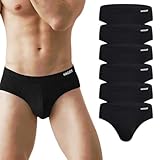HAGOT 6 Pack Men's Modal Briefs Underwear, Men's Stretch Briefs, Soft and Comfortable Underpants Multipack, Black