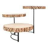 Qianly Wooden Cake Stands 3 Tier Serving Platter for Entertaining Birthday Cake