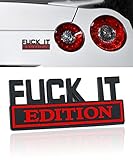Flaconi Car Emblem,Car Decals,Emblems,Fuck It,Bad Ass Edition,Car Emblems and Badges,Car Sticker Badge,Edition Car Emblem,Truck Emblems and Badges,Suitable for Cars,Trucks,SUVs (Black-Red, F)