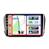 YUNTX [4GB+64GB] Android 14 2 Din Car Stereo Fit for Peugeot 2008 208 (2012-2018)-[Built-in Wireless CarPlay/Android Auto/DSP/GPS]-10.1 inch IPS Touch screen-Free CAM+MIC-DAB/AHD Camera/Bluetooth 5.0