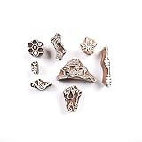 Wooden Printing Blocks Garden Set of 7 – Abstract Floral Bird Fox Hare Feather Border Block Printing Stamps for Fabric Clay Pottery