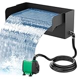 Pond Waterfall with Pump Kit, 12inch Pool Waterfall Spillway for Garden Ponds, Stainless Steel Overflow Pool Fountain Kit with 800GPH Pump for Pond, Garden, Patio Decoration