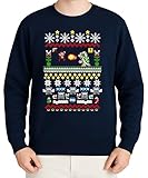Super Mario Xmas Battle - Festive Christmas Clothing, Gift Idea, Merry Christmas, Xmas Design, Santa, Winter Jumper, navy blue, M
