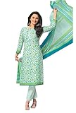 ladyline Cotton Printed Salwar Kameez Salwar Kameez for Women with Cotton Dupatta Indian Dress, White (32), 48 Plus