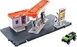 Matchbox Action Drivers Matchbox Fuel Station Playset for Kids 3 Years Old & Up, with 1 1:64 Scale Vehicle, Finger-Play Gas Pumps, & Can Connect to Other Sets, GVY84