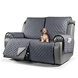 TAOCOCO Recliner Sofa Protector,2 Seater Recliner Covers,Waterproof Recliner Sofa Covers,Non Slip Recliner Chair Covers,Armchair Covers for Pets,Reclining Sofa Covers with Pockets(Dark Grey)