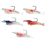 5pcs Soft Shrimp Fishing Lures Realistic Lifelike Swimming Action for Bass Lures, Premium Sea Fishing Bait UK, Pre-Rigged Bait for Effective Trout Crappie Walleye Multi-Species Catch