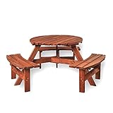 BrackenStyle Brentwood 6 Seat Round Wooden Picnic Table - Durable Wood Pub Bench - Commercial Grade Durable Thick Timbers Trade Supplier - 1.7M Diameter (Brown)