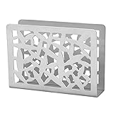 JaSiTeBW Napkin Holder Hollow Design Stainless Steel Freestanding Serviette Holder Napkin Dispenser Dining Table Countertop Napkin Rack for Table Silver