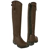 Toggi Calgary Long Leather Boots Plain Broad One Leg Length Brown 42