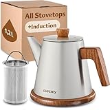 Cosumy Teapot with Stainless Steel Infuser - 1200ml - Including Coaster - for Induction and All Other Stovetops