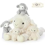 MorisMos Sheep Teddy with Babies inside, Lifelike Cuddly Goat Stuffed Animal Plush Soft Toys, Kawaii for Kids Girls Boys Birthday Party Decoration (50 cm)