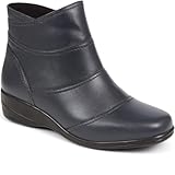 Pavers Women's Wedge Ankle Boots in Navy Leather - Comfortable Classic Shoes with Inside Zip - Wide Fit Ladies Casual Footwear - Size UK 6 / EU 39