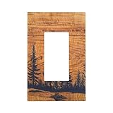 Pine Tree Forest Woodland Woods 1 Gang Single Decorator Receptacle Wall Plate Vintage Rustic Country Lodge Wooden Style Rocker/GFCI Device Light Switches Face Plug Cover Plate for Dimmers, USB Outlet
