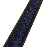 For Seat For Ibiza 6L For Leon 2007 2008 Sport For Altea For Toledo Leather Red Marker Car Steering Wheel Cover Wheel Sleeve Protector(Blue thread)