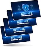 Gripiti NFC/RFID Blocking Card 6Pcs, Force Field Max RFID Credit Cards Protector Slim NFC Card Protection Wallets Anti-Theft Passport Wallet Blocker RFID Card Holder No Batteries Required (Blue)