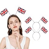 MUNSKT 2 Pieces Union Jack Flag Party Boppers Blue Satin Headband For Union Jack Decorations