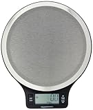 Amazon Basics Digital kitchen scales with LCD display (with batteries), Black and Stainless Steel, BPA free, Weighs up to 11 pounds