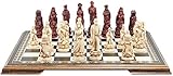American Civil War Burgundy and Ivory Chess Piece Set
