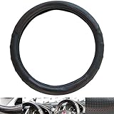 UKB4C Black Carbon Leather Look Red Stitched Steering Wheel Cover fits Land Rover Range Rover Evoque