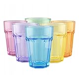 simpa 6PC Rainbow Coloured Retro American Diner Style Drinking Glass Tumblers 420ml