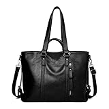 Aileese Tote Handbags for Women Retro Soft Leather Hobo Purses Fashion Crossbody Large Shoulder Bags Black