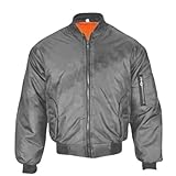 Fashion Force Mens MA1 Bomber Jacket Heavy Padded Military Army Pilot Biker Coat S-5XL (UK, Alpha, L, Regular, Regular, Silver Grey)