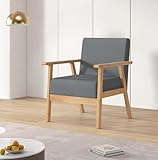 mcc direct Sofa Single Seater, Linen Fabric Sofa Upholstered Seat Comfortable Padded Seat for Home Office, Armchair Couch Modern Wooden Fabric Linen for Reception Bedroom(Single Seater, Grey)