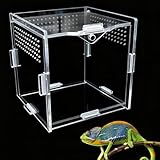 Jumping Spider Enclosure, Insect Terrarium,Tarantula Faunarium Acrylic Reptile Terrariums,Reptile Feeding Box,for Tarantula, Snail, Praying Mantis, Frog, and Small Reptiles,10x10 cm