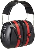 3M Peltor Optime III Ear Defenders Adults – Protective Earmuffs with Headband, Hearing Protection Against High Noise Levels in Industrial Settings, 35 dB, Black/Red