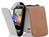 cadorabo Case works with HTC WILDFIRE S in POLAR WHITE - Flip Style Case made of Smooth Faux Leather - Wallet Etui Cover Pouch PU Leather Flip