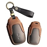 ontto Car key fob cover fit for Toyota Corolla Cross Yaris GR Cross Hybrid CHR RAV4 Prius Hilux leather key holder handmade contrast color Shell case keyring keychain Accessories 2 buttons Black B
