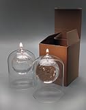 Pair of Houston Hand Blown Glass Oil Candle Lamp for Use with Odourless Smokeless Lamp Oil (100mm high)