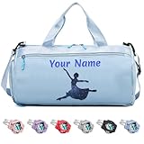 Personalized Duffel Bag with Name, Custom Sports Gym Bag for Men Women, Gift for Fitness/Travel Enthusiasts - Adjustable Shoulder Strap - with Dry Wet Pocket & Shoes Compartment - Blue
