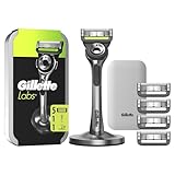 Gillette Labs With Exfoliating Bar, Gillette Men's Razor 1 Handle, 5 Blade Refills, With Travel Case, Gift Box Idea For Men