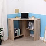 Home Source Computer Desk PC Laptop Table Home Office Study Gaming, Oak Effect, Corner