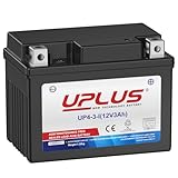 UPLUS Motorcycle Battery UP4-3-I Agm Battery, 12V 3Ah SLA Batteries Maintenance Free Scooter ATV replace for-TX4L-BS | Confirm size before order 113L x 70W x 85H(mm)
