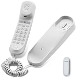 Corded House Phones Landline, Wall Mountable Landline Telephone Last Number Redial,Pause,Flash,Dial Pad on Base unit Desk Home Phone landline Phone with Large Buttons for The Home,Office,Hotel(White)