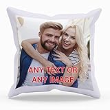 Personalised Cushion Cover | Customise with Any Text and Photo | Single & Double-Sided Prints Cushion covers for Birthday, Mothers day, Fathers Day & Wedding presents | Soft Pillow (Single Side Print)