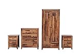 Kingwudo® Wooden Bedroom Furniture Set - 4 Pieces (2 x 3 Drawers, 3+2 Drawers Chest, 2 Door 2 Drawer Wardrobe) Storage and Wardrobe Sets