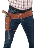 Smiffys Adult Faux Leather Single Holster with Belt, Tan , Cowboys and Indians Fancy Dress, Adult Dress Up Accessories