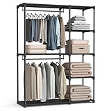 SONGMICS Open Wardrobe, Freestanding Wardrobe Vertical Shelf, Coat Rack with Clothes Racks, Dressing Room, Bedroom, 43 x 124 x 182 cm, Black RYG026B02