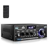 Romicta Stereo Audio HiFi Amplifier, 600W Bluetooth Amplifier 5.0, 2 Channels 12V/230V, LCD Display, SD/USB, FM Radio – Ideal for Home, Car & Karaoke