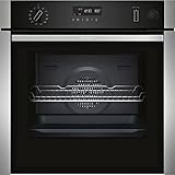 Neff N50 Slide And Hide Multifunction Single Oven - Black With Steel Trim